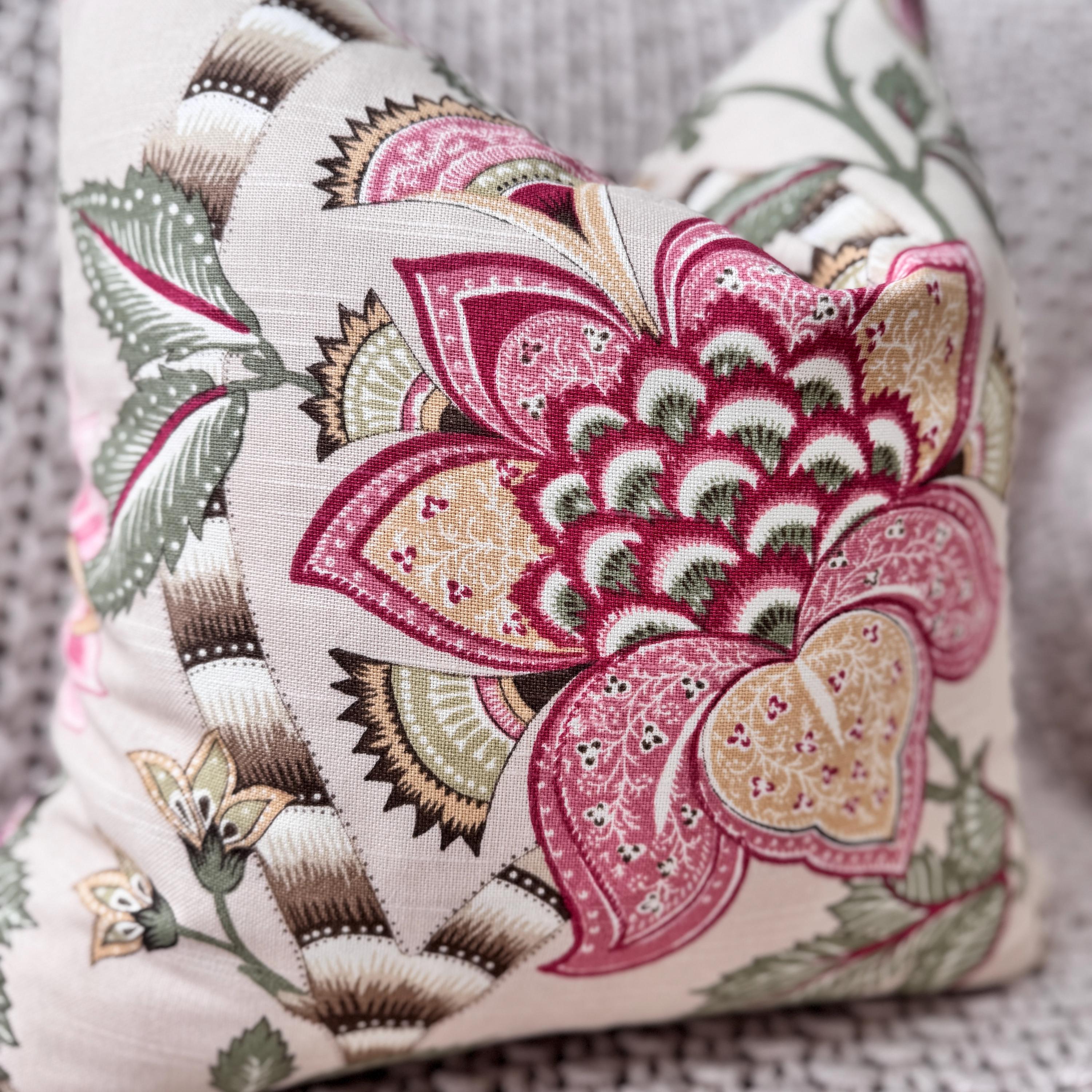 Pink and English Cream Floral Pillow Cover - Etsy