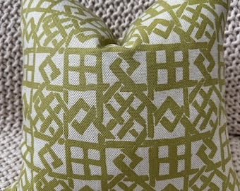 Green and Natural Geometric Print Pillow Cover