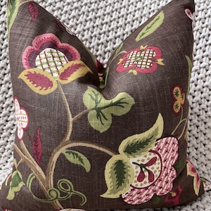 Trailing Cocoa Brown Floral Pillow Cover