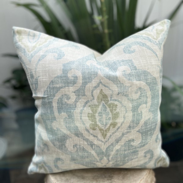 Green Damask Pillow Etsy