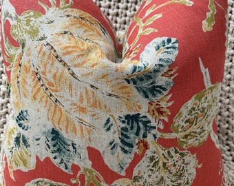 Gorgeous Red Orange Jacobean Floral Pillow Cover