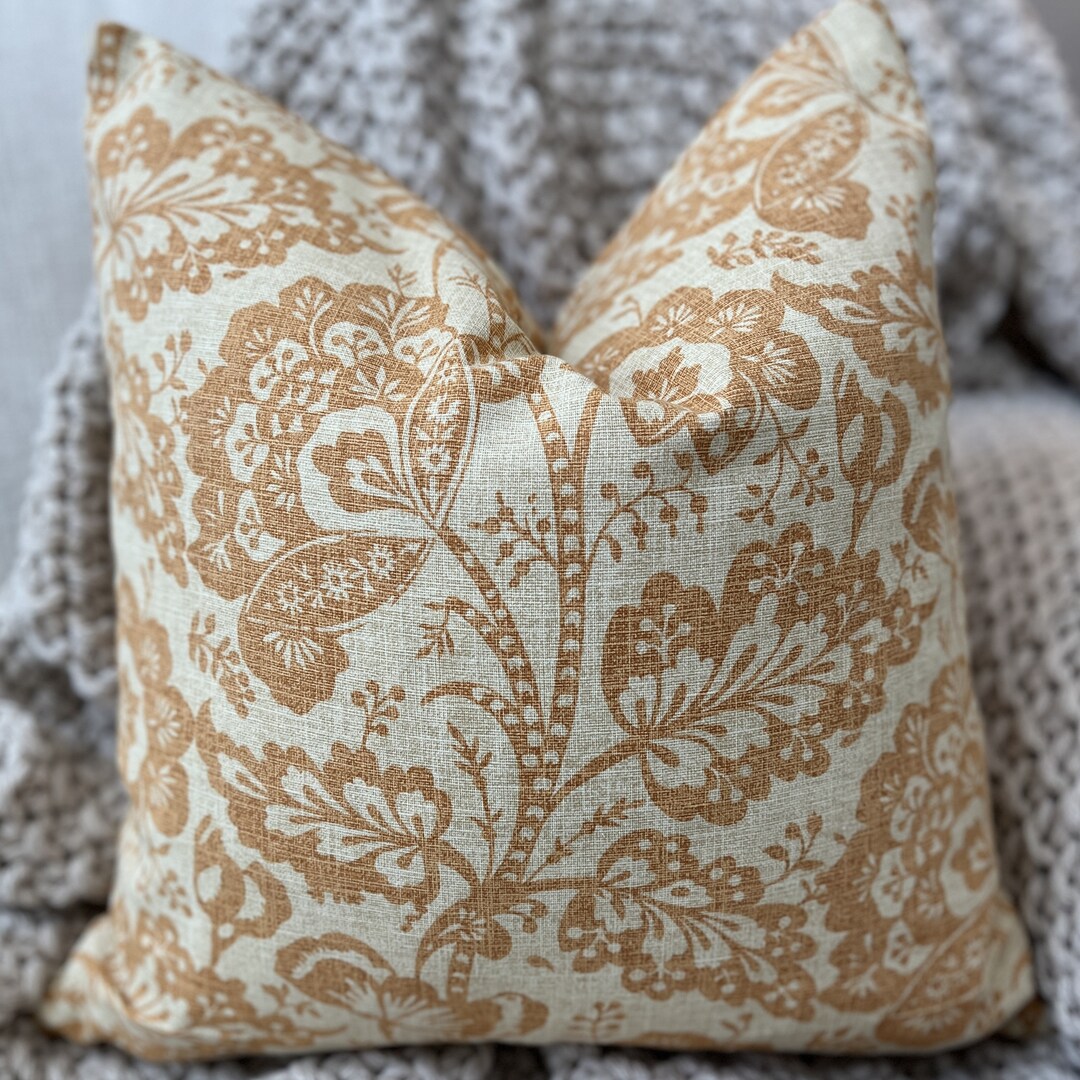 Soft Orange Floral Pillow Cover Etsy