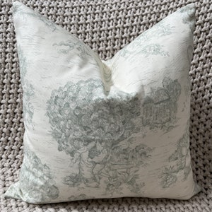 Sage Green and Cream Toile Pillow Cover