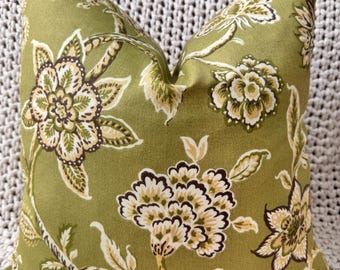 Fennel Green Floral Pillow Cover