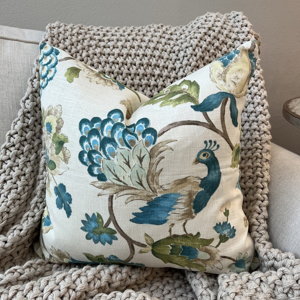 Peacock Blue Pillow Etsy