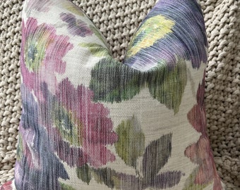 Multi Colored Striated Floral Pillow Cover