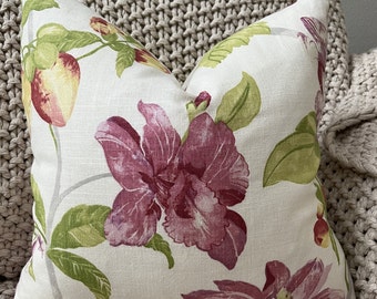 Violet and Green Floral Pillow Cover