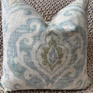 Large Scale Blue Textured Damask Pillow Cover