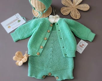 Cotton Knit Baby Coming Home Outfit, 4-Piece Set