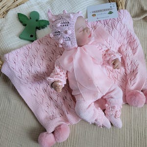 Newborn Baby Girl Homecoming Outfit, Newborn Blanket Set,Knitted Baby Clothes,Baby Girl Gift,Organic Baby Clothes,Baby Shower Gift
