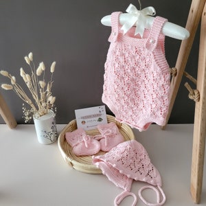 Tenue de retour à la maison pour bébé, vêtements de bébé bio, cadeau fait main pour bébé, retour à la maison de nouveau-né, tenue de nouveau-né fille, vêtements de bébé en tricot