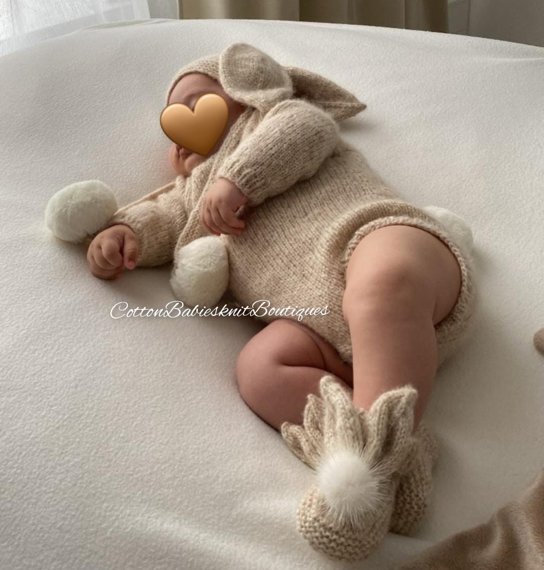 Autumn Rabbit Pattern Handknit Quality Romper main image 1