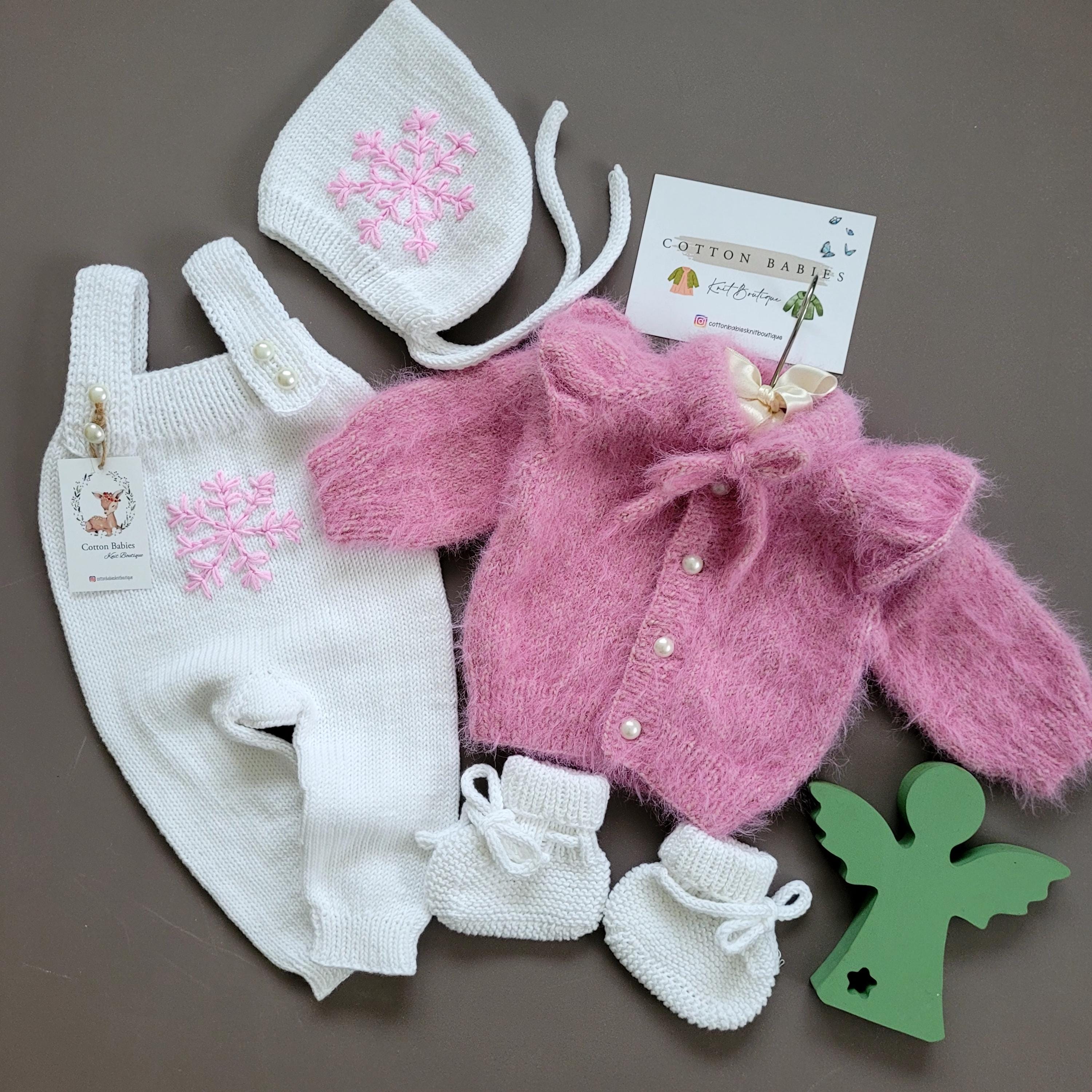 Newborn Baby Homecoming Clothes, Baby Romper with Ruffles, Baby Outfit, Baby Girl Gift, Knitted Newborn Outfit Sets, Ruffled Baby Romper Set