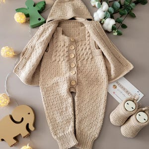 Newborn Girl Coming Home Outfit, Baby Girl Coming Home Outfit, Knitted Newborn Outfit, Organic Cotton Baby Clothing Set, Baby Girl Clothes