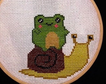 Frog and Snail Cross-stitch Pattern