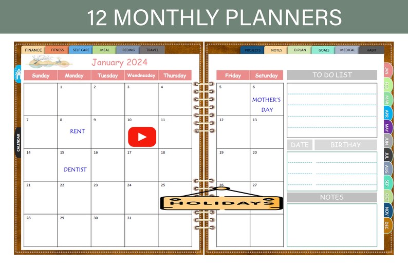 Digital Planner 2024 & 2025 / Goodnotes Planner / Daily and Monthly