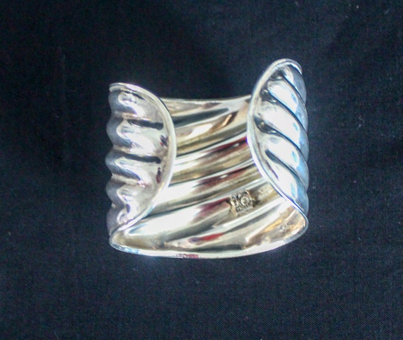 Wide Silver Cuff Plain - image 2