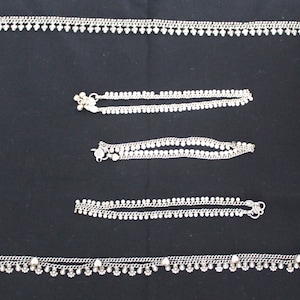 Tobilleras indias de plata variadas