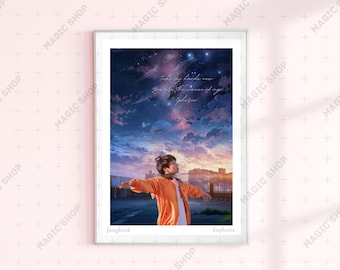 BTS Euphoria Jungkook llustrated Print, bus stop spring day BTS Lyrics Poster, Quote BTS Songs, Bts Fan Art