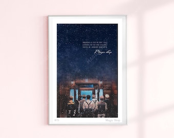 Impressão ilustrada da loja de magia do BTS, pôster com letras de músicas do BTS, citação de músicas do BTS, arte de fã do BTS