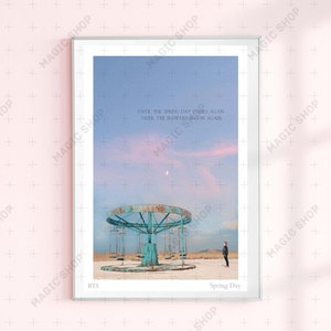 BTS Spring Day Marry Go Runde Jungkook, Karussell illustrierter Druck, BTS Songtexte Poster, Zitat BTS Lieder, Bts Fan Art