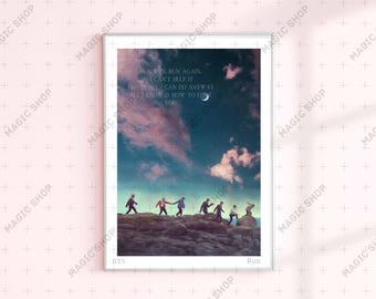 BTS Run llustrated Print, group photo BTS Lyrics Poster, Quote BTS Songs, Bts Fan Art