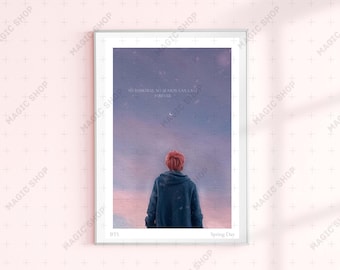 BTS Spring Day Jimin Illustrated Print, BTS Lyrics Poster, Quote BTS Songs, Bts Fan Art