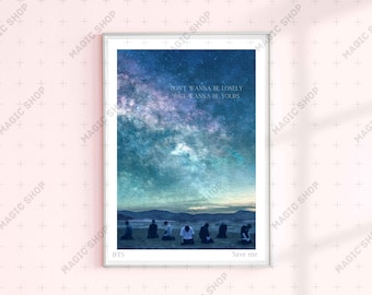 BTS Save me llustrated Print, BTS Lyrics Poster, Quote BTS Songs, Bts Fan Art