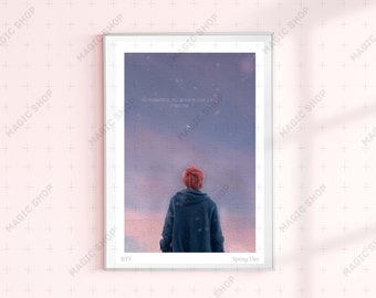 BTS Spring Day Jimin Illustrated Print, BTS Lyrics Poster, Quote BTS Songs, Bts Fan Art