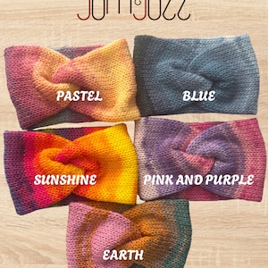 Knitted Twisted Head Wrap | Merino Wool Blend Ear Warmer, Ombre Yarn Headband