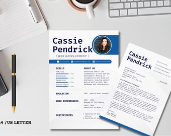 Modern Resume Template: Editable CV Design (Digital Download)