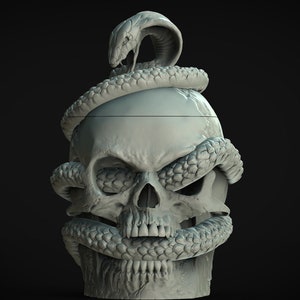 Snake Skull Jar - STL Format 3D Printable Ready File