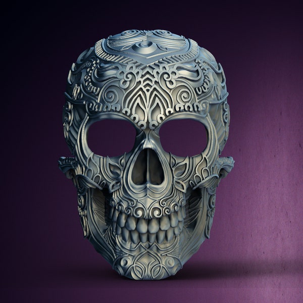 Mexican Calavera (Sugar Skull) Spooky Mask - STL Format 3D Printable Ready File