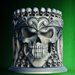 Spooky Horror Halloween Skull Warrior Mug / Koozie / Bottle Holder/ Can Holder 3D Printer STL File Format