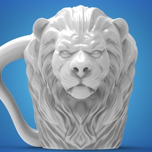 ライオンヘッドマグカップ - STL 形式の 3D プリント可能な準備済みファイル