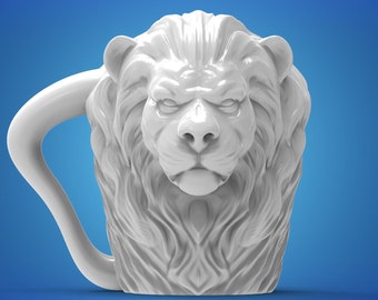 Tazza con testa di leone - File pronto per la stampa 3D in formato STL