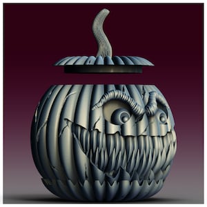 Gruseliges Halloween Kürbis Glas STL Datei: Horror Candy Bucket/Laterne (3D Drucker)