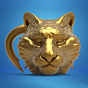 Tiger Head Mug - STL Format 3D Printable Ready File