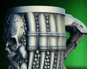 File STL per stampante 3D con tazza/Koozie a forma di teschio pirata - Halloween Horror