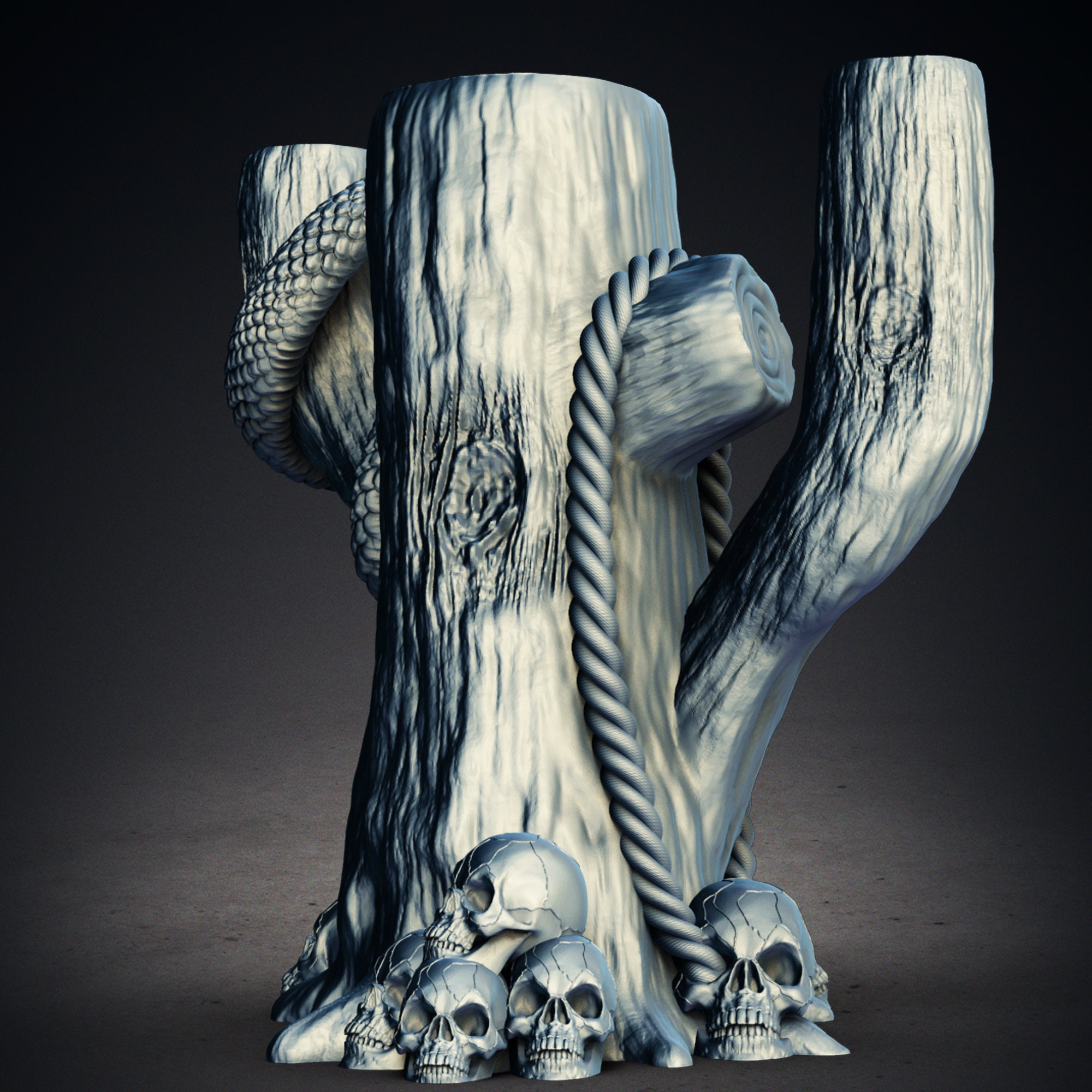 Spooky Horror Halloween Horror Tree Candle Holder 3D Printer STL File ...