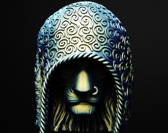Wizzard King Lion Skull Jar 3D Printable STL File