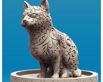 Tattooed Cat Animal Planter - STL Format 3D Printable Ready File