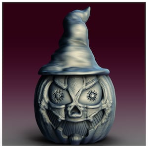 Halloween Magier Kürbis Glas STL File: Gruseliger Süßigkeiten Eimer/Laterne (3D Drucker)