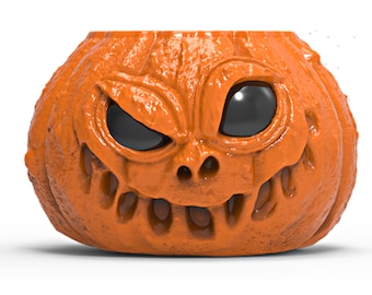 Seau de bonbons pour jardinière citrouille surchargée d'Halloween effrayant : format de fichier STL pour imprimante 3D