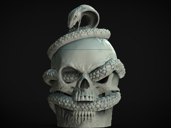 Snake Skull Jar - STL Format 3D Printable Ready File