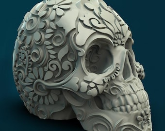 Mexican Calavera Complete Skull Ornament  - STL Format 3D Printable Ready File