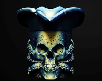 Pirate Octopus Skull Jar 3D Printer STL File