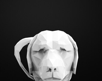 Dog Low Poly Mug 3D Printable STL  File