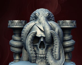 Skräck Halloween Tentakel Tomb Ljusstake 3D-skrivare STL-filformat