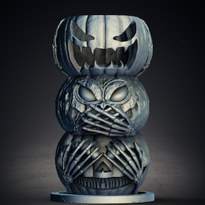 Spooky Horror Halloween Evil Pumpkins Candle Holder 3D Printer STL File Format